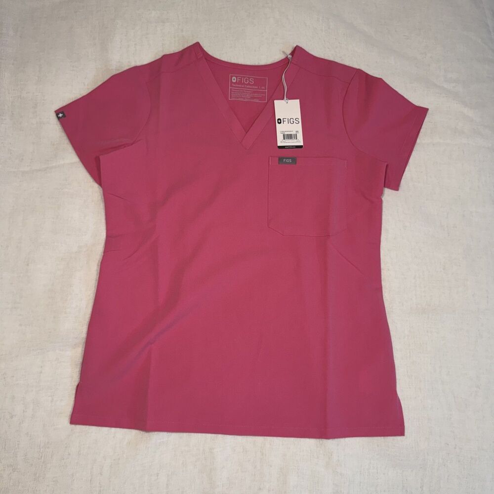 NWT FIGS F'ing Pink Catarina One-Pocket Scrub Top Extra Small Regular XSR